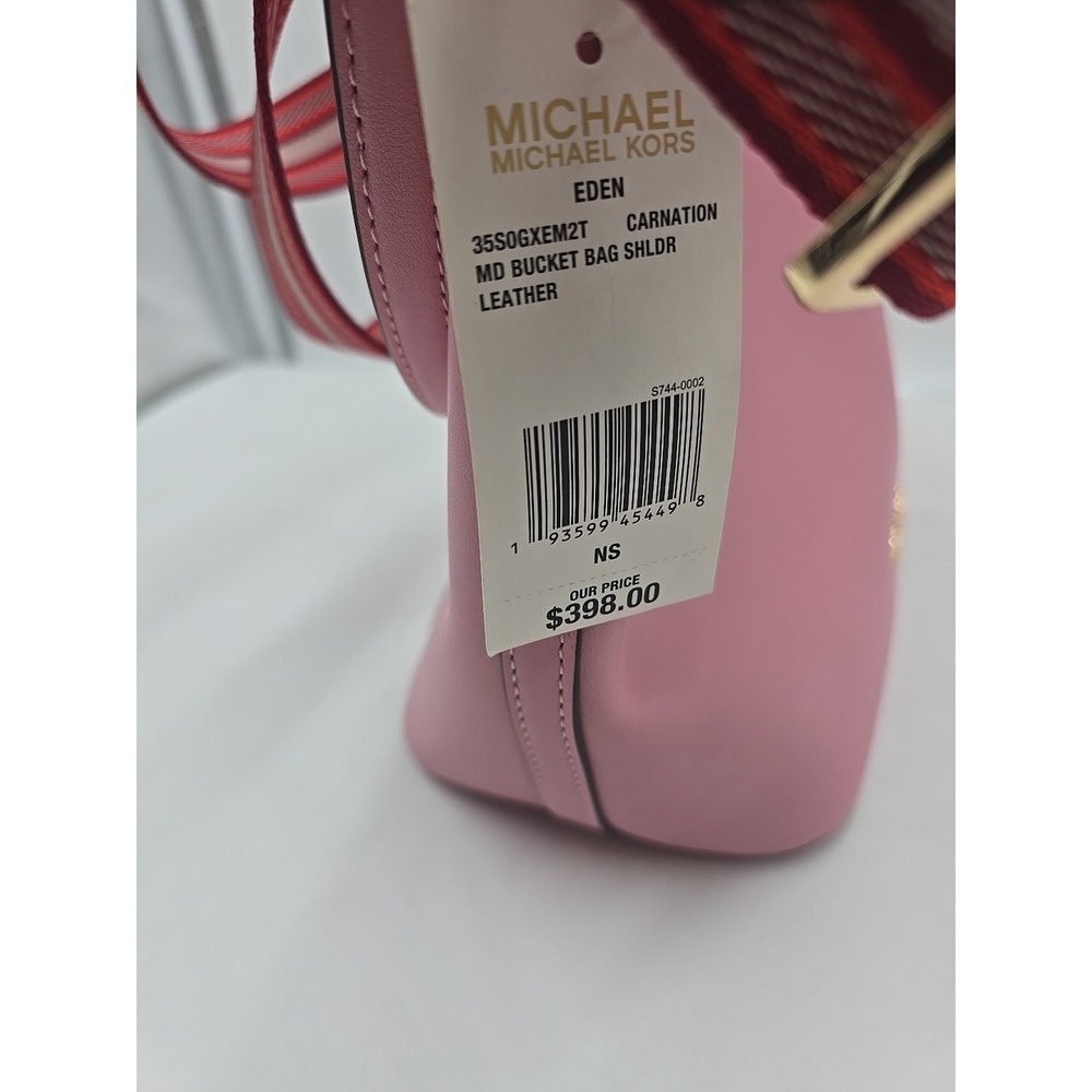 NEW MICHAEL Michael Kors Eden Medium Leather Pink Bucket Shoulder Bag MSRP $398. - Picture 8 of 16